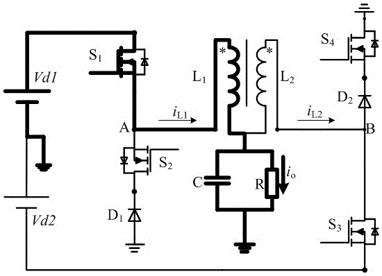 Magnetic integration three-level dual-buck type half-bridge inverter and working mode thereof