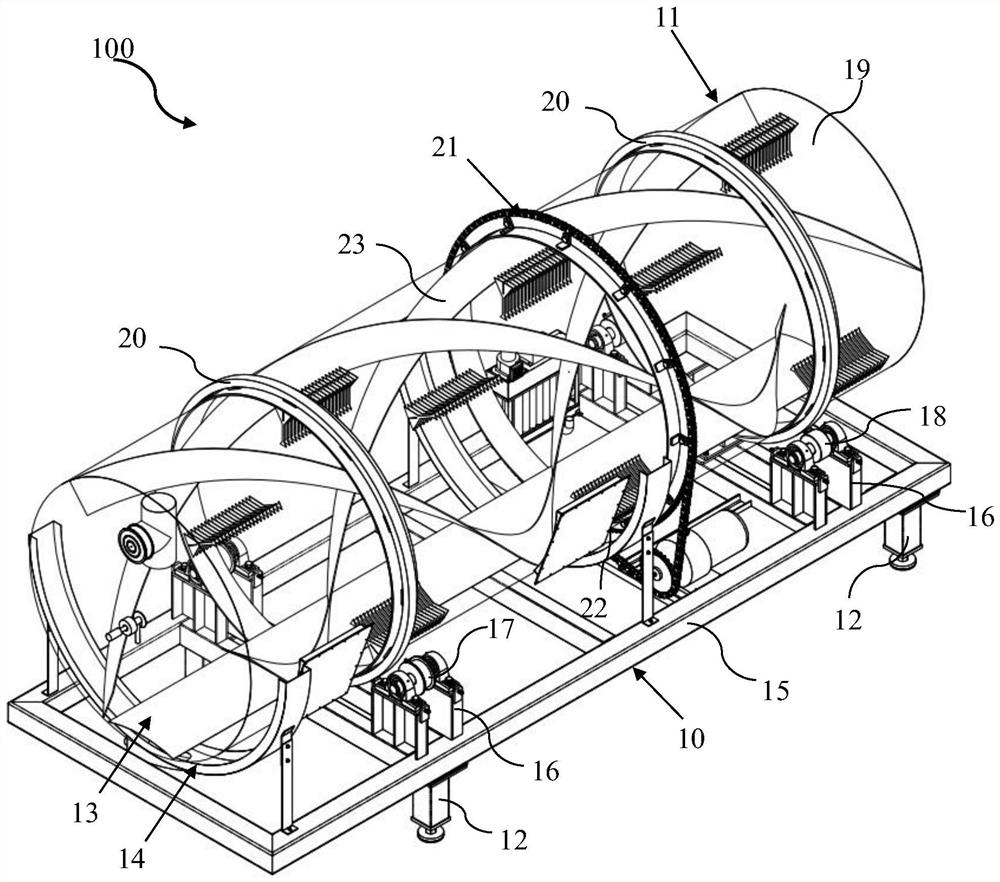 Sprocket driven drum device, biochemical treatment equipment, system and treatment method