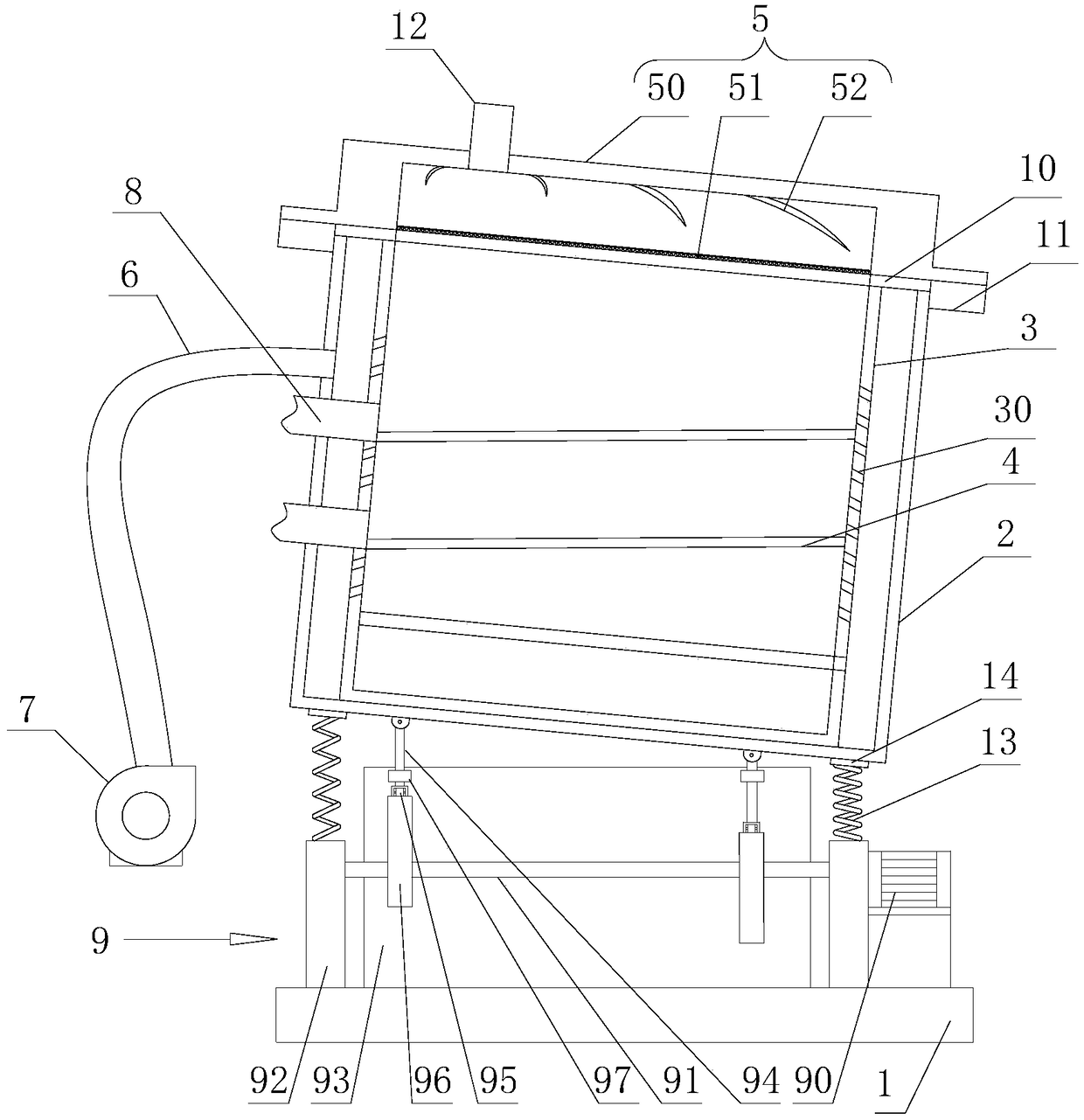 Dust removing type circular screening machine for tea