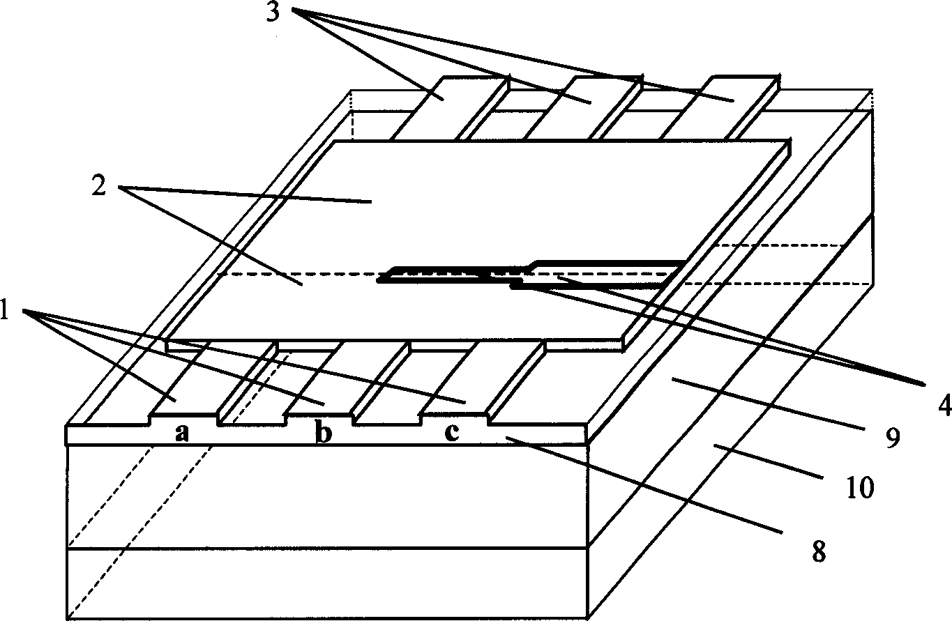 Single-modulation-zone controlled 3X3 multi-mode interference type photoswitch