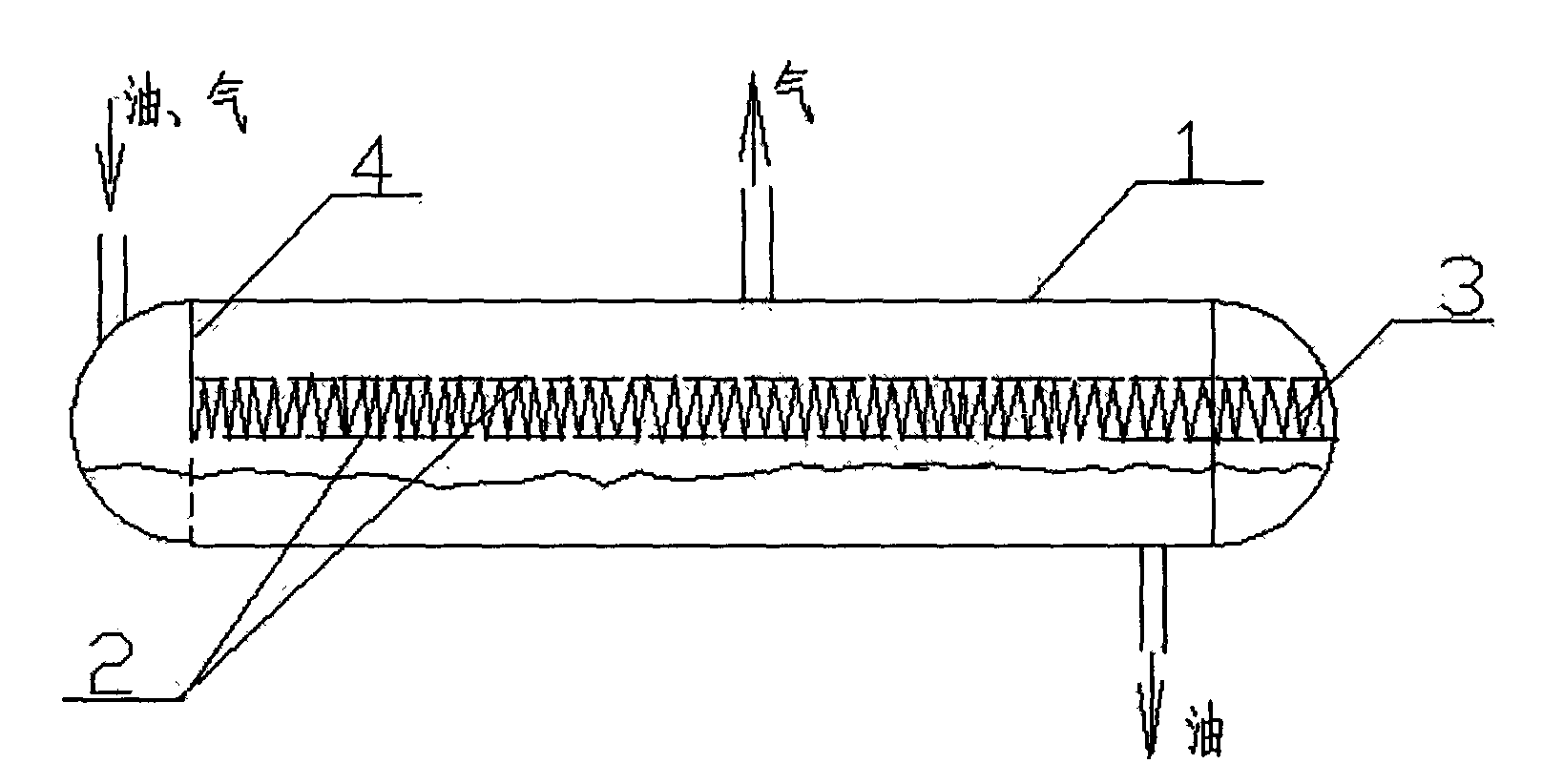 Oil-gas separator having fully-closed helical channel and tail portion micro-channels