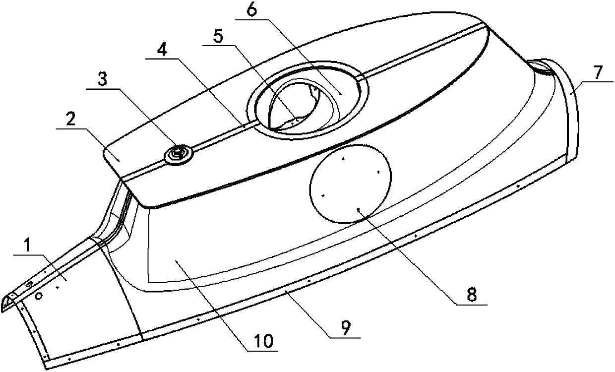 Unmanned helicopter complex-shaped composite-material integral oil tank structure