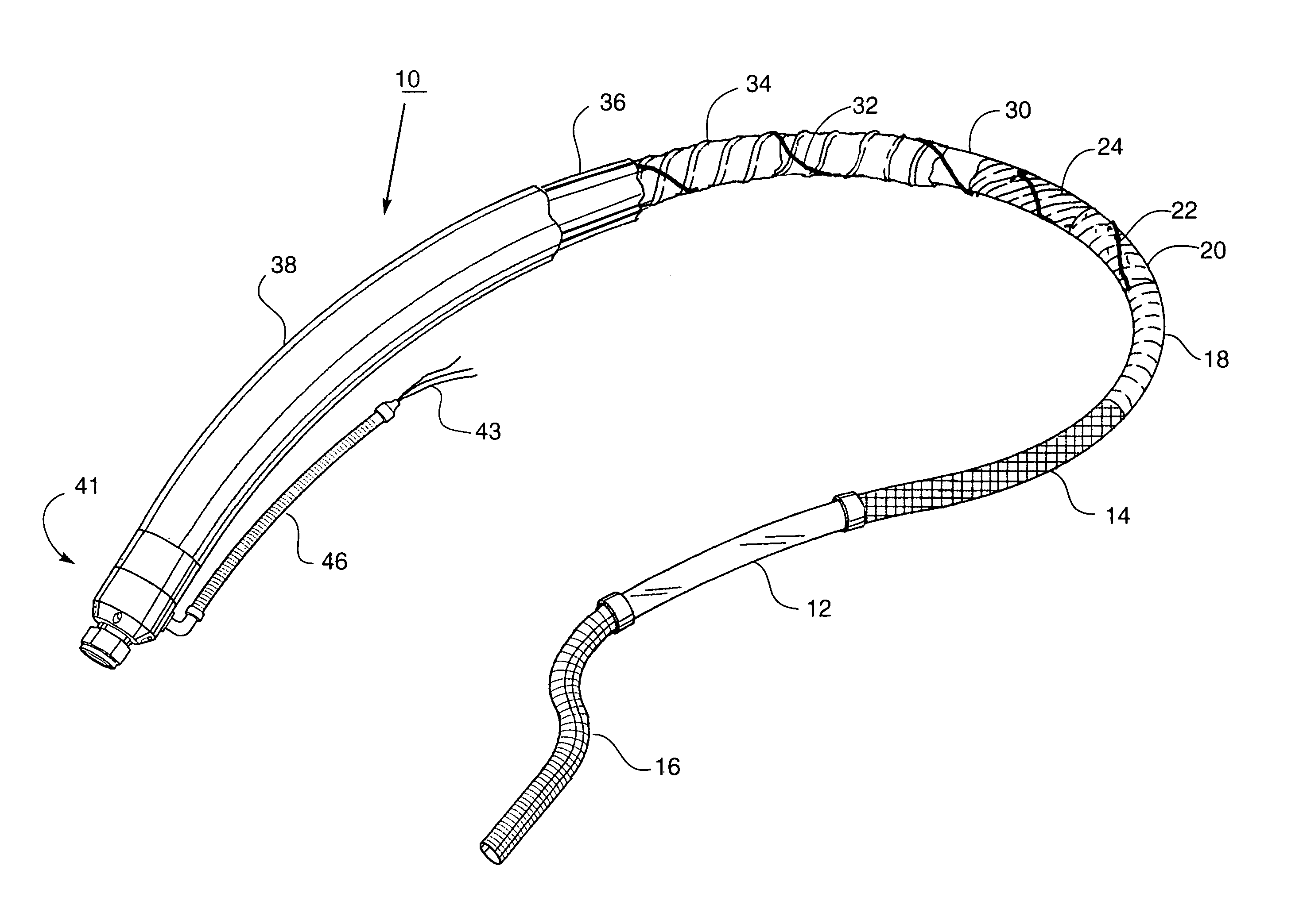 Hose for hot liquids having heating element