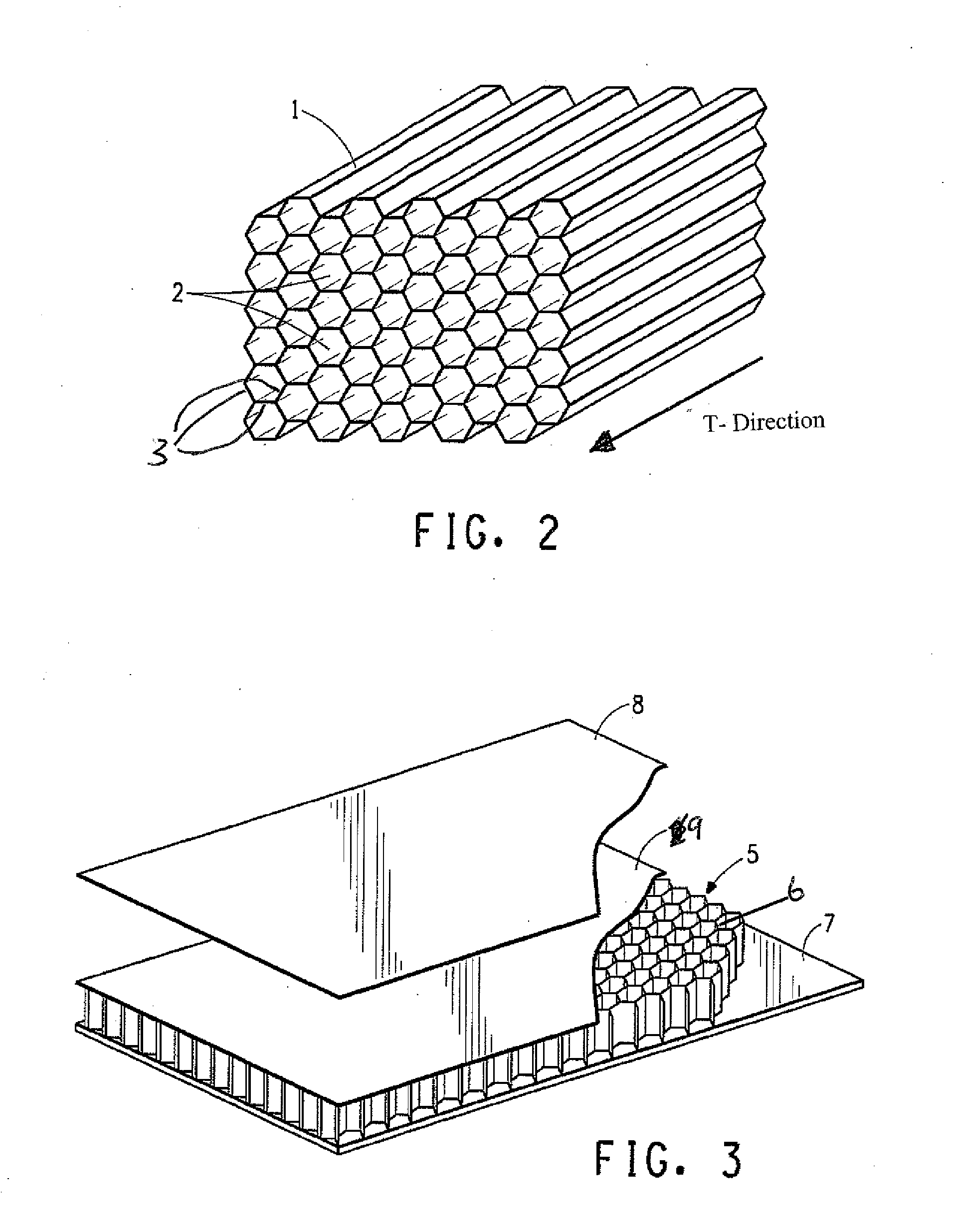 Honeycomb core based on carbon fiber paper and articles made from same