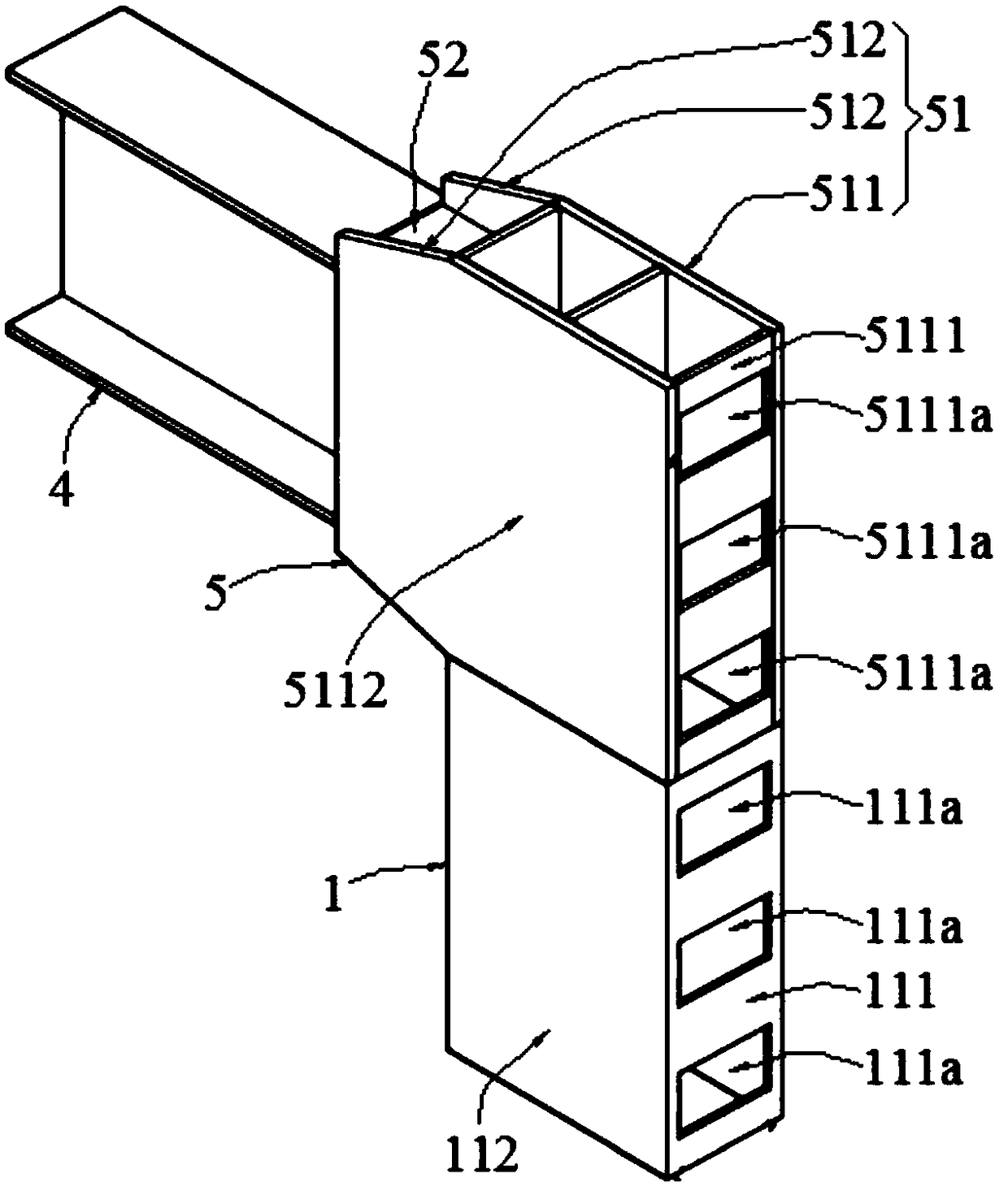 Fabricated composite shear wall and connection structure with steel beams and floors thereof