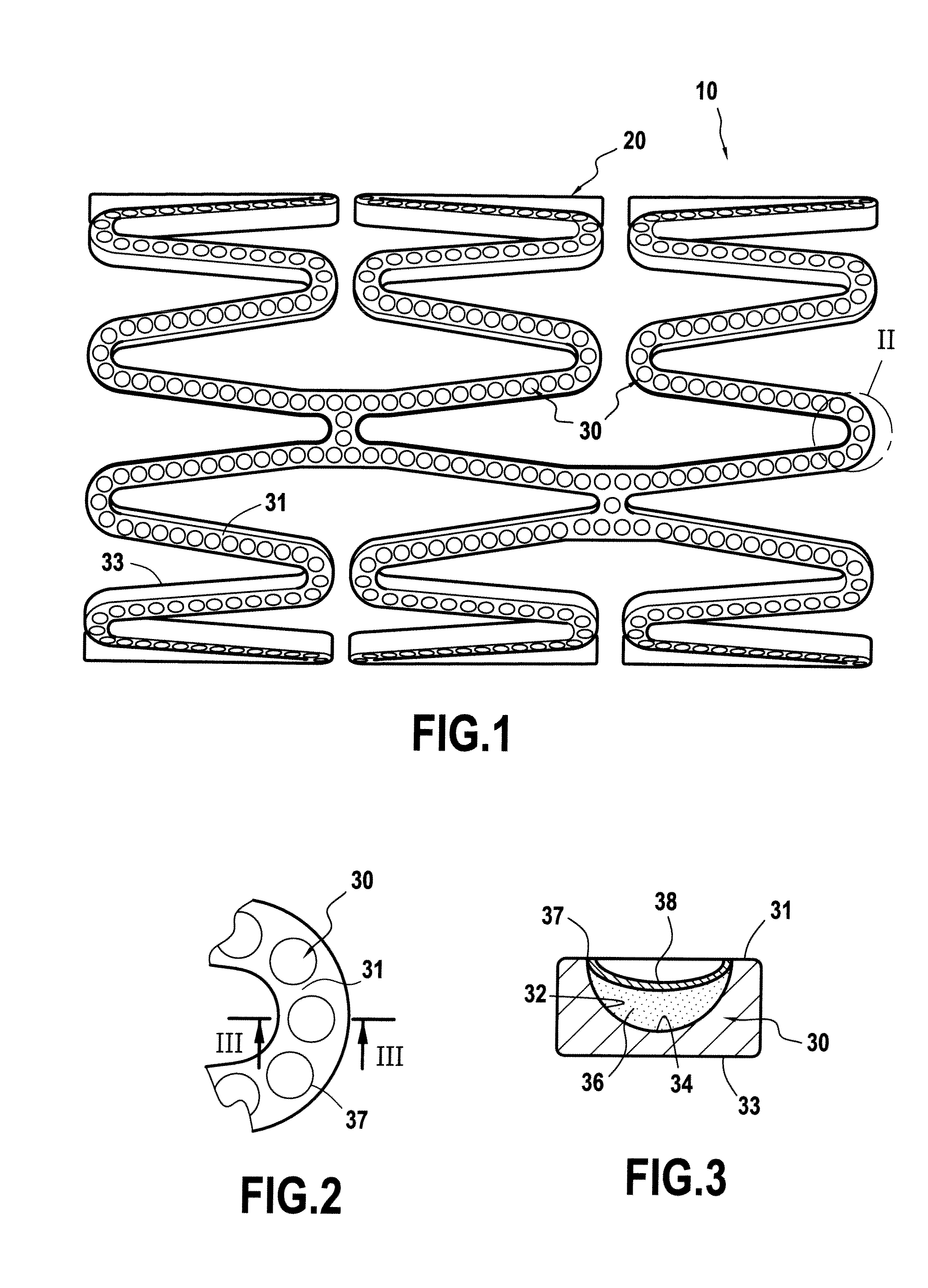 Implantable medical device including a protection/retaining layer for an active ingredient or drug, in particular a water-soluble one