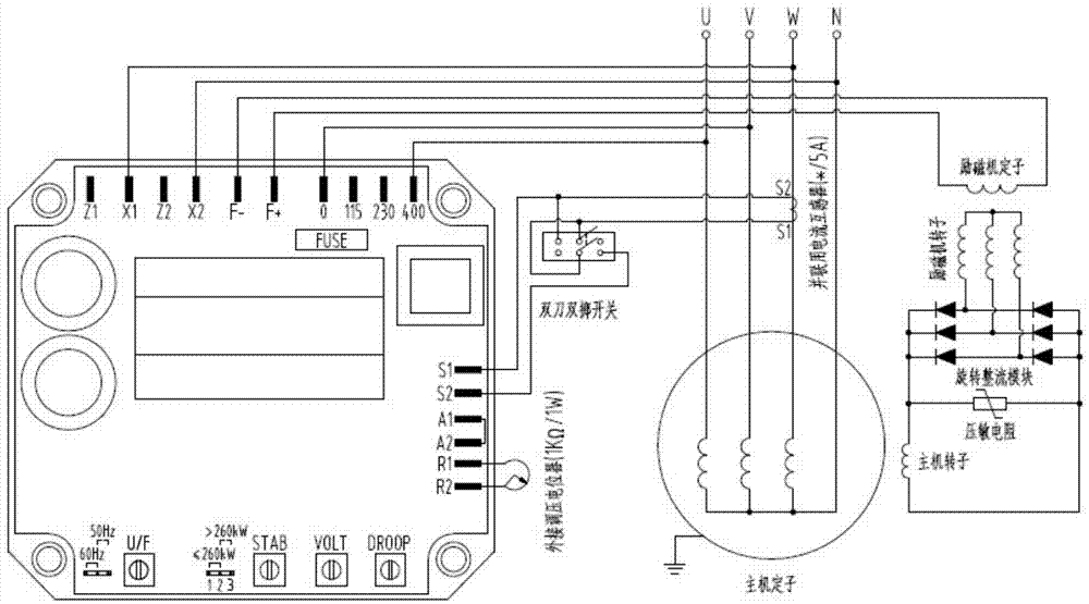 High-efficiency excitation generator automatic voltage regulator