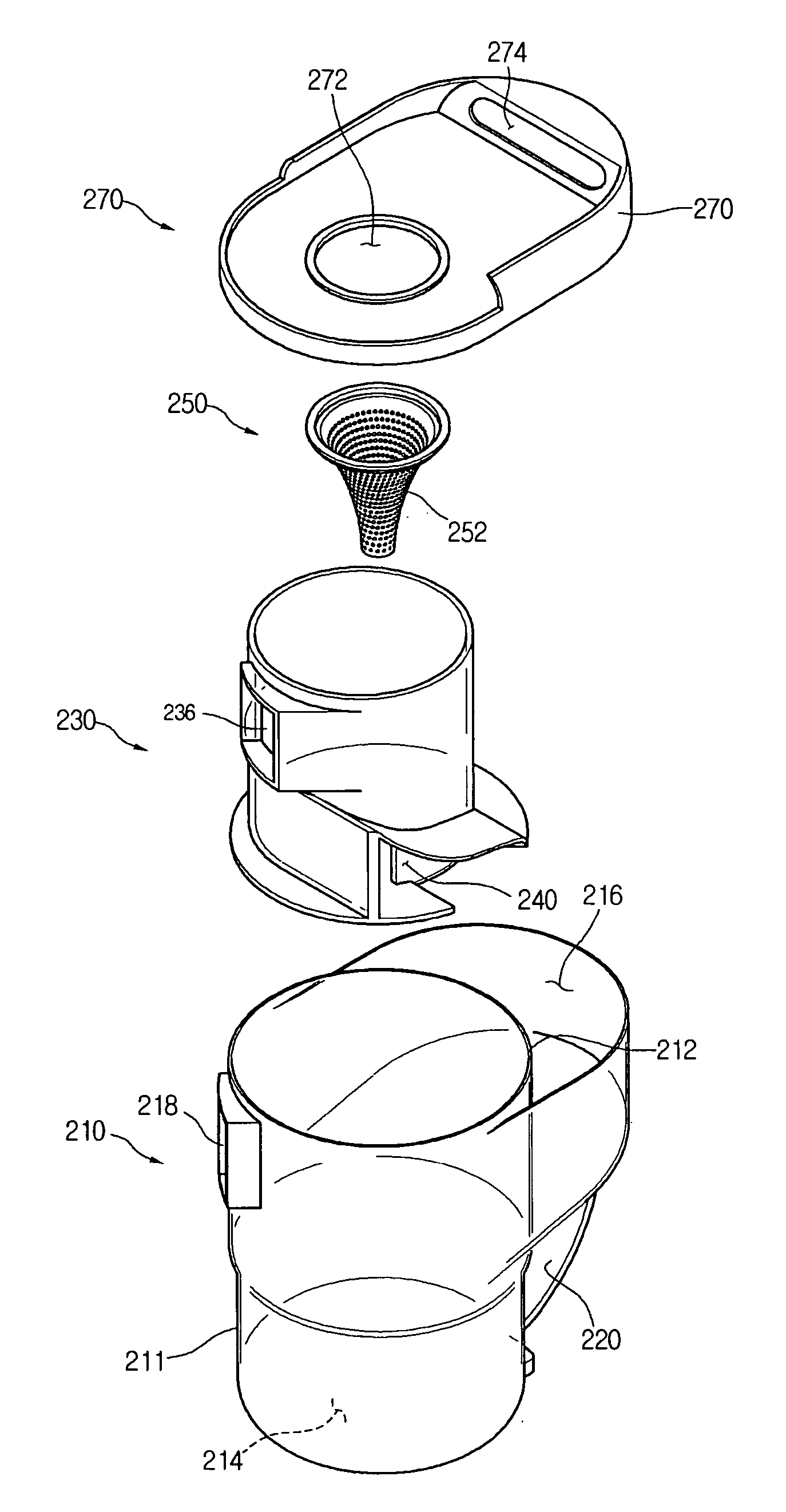 Dust collecting unit of vacuum cleaner