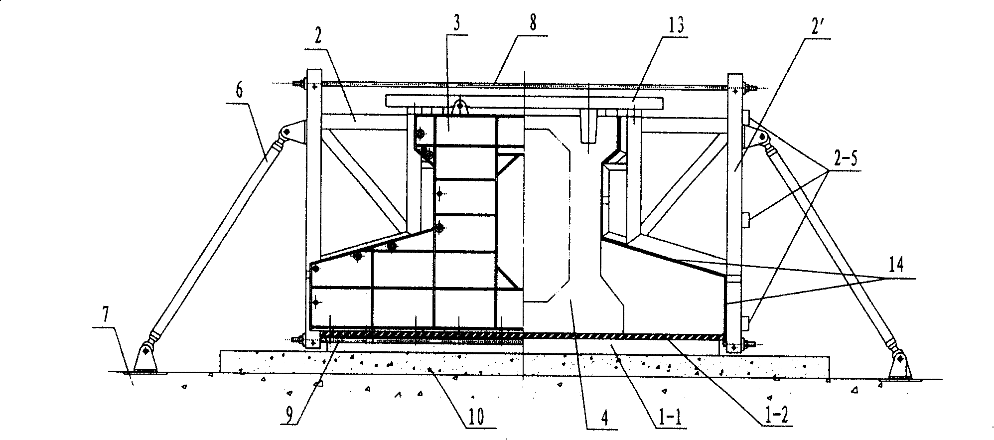 Curvature radius adjustable prefabricated box-beam mold and construction method thereof