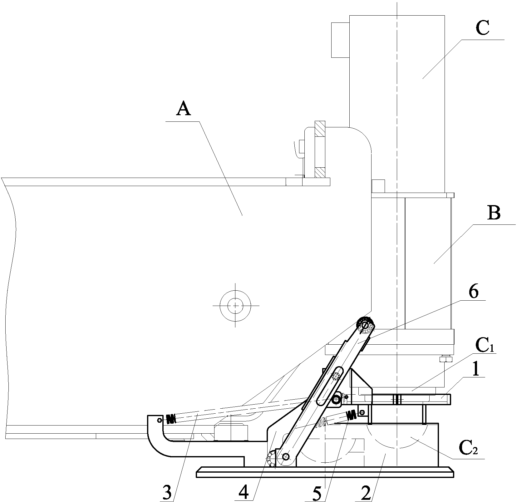 Cushion plate self-telescoping device of vertical supporting leg of crane