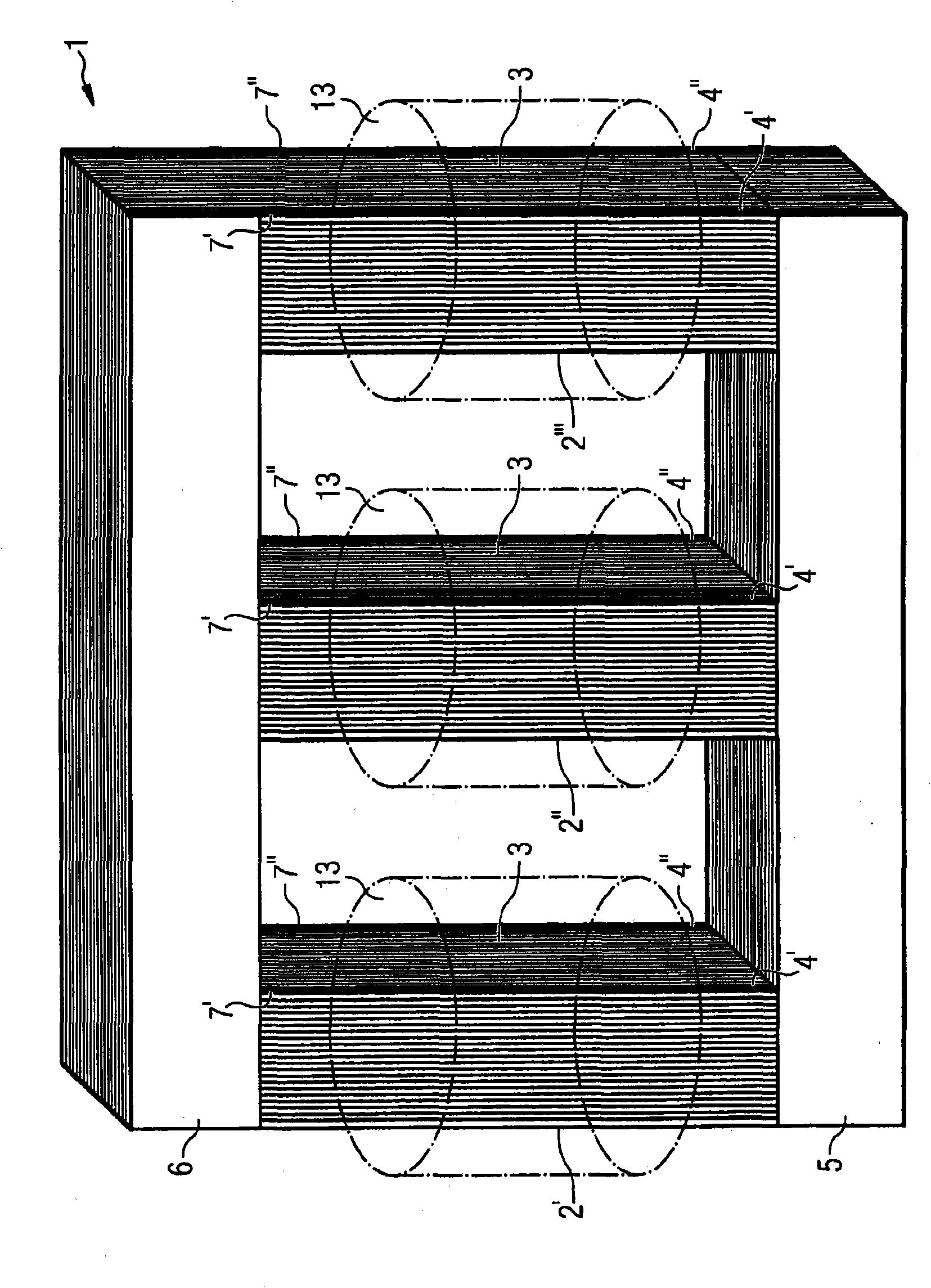 Transformer core having a stray field shield