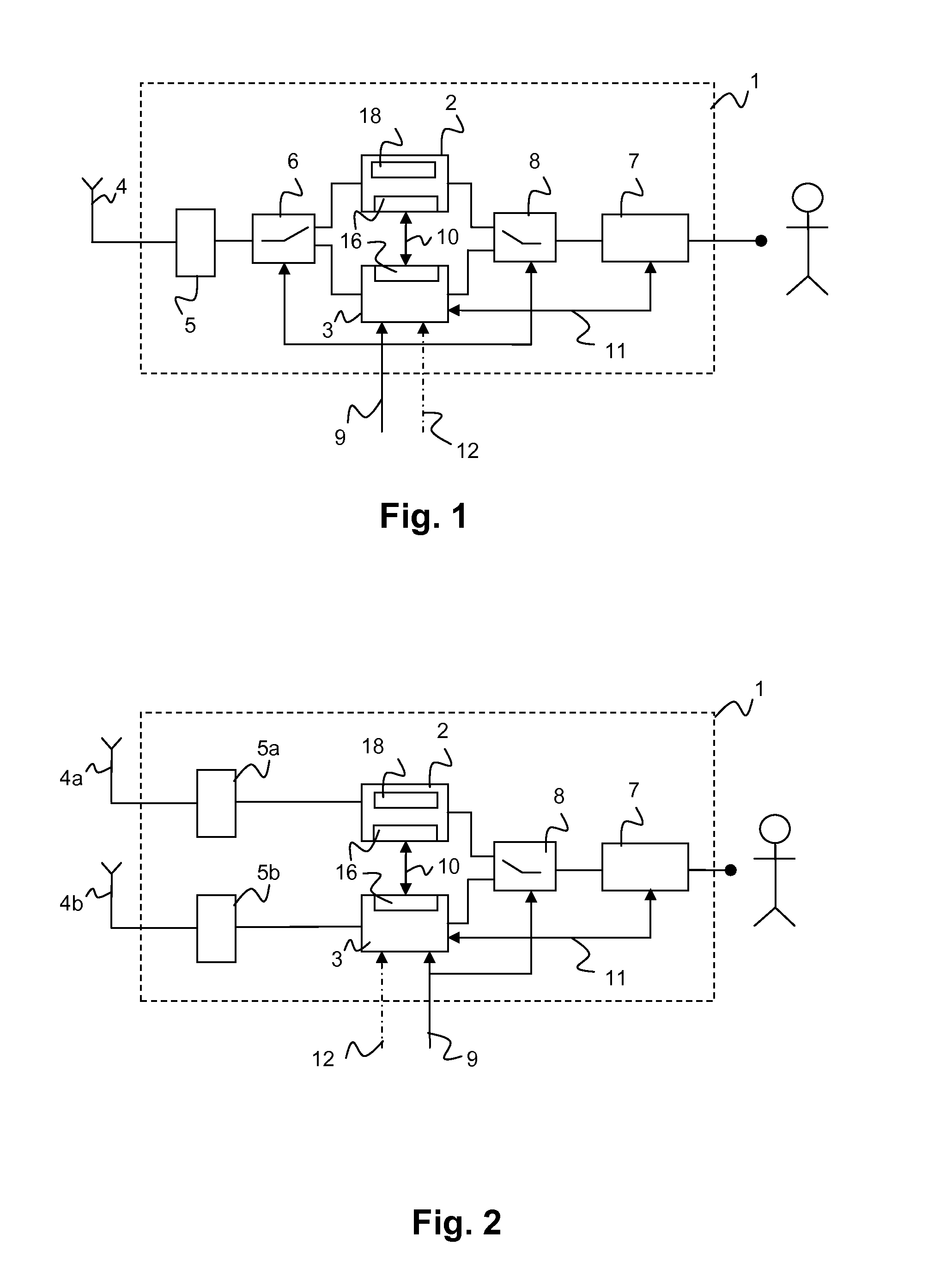 Radio device with two radio units and a method for the transmission of information