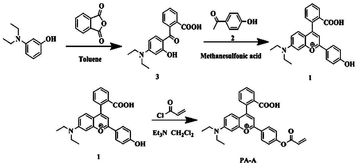 Long wavelength emitting fluorescence probe for specifically detecting cysteine in living cells and preparation method and application thereof