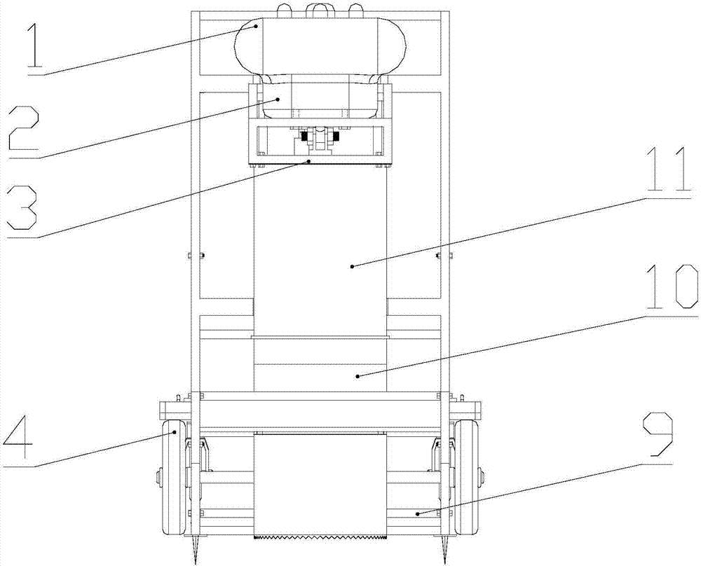 Integrated machine for in-situ hole digging, material mixing and backfilling and working method thereof