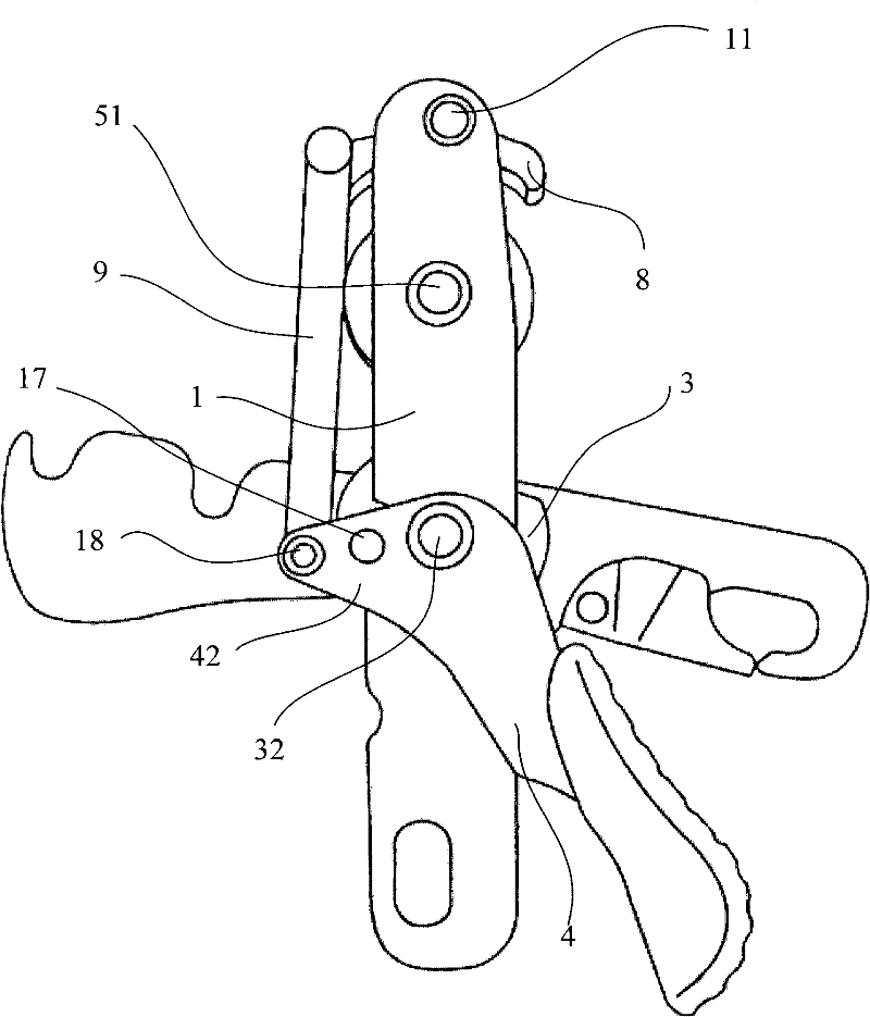 A rope braking and descending device and a rope threading method