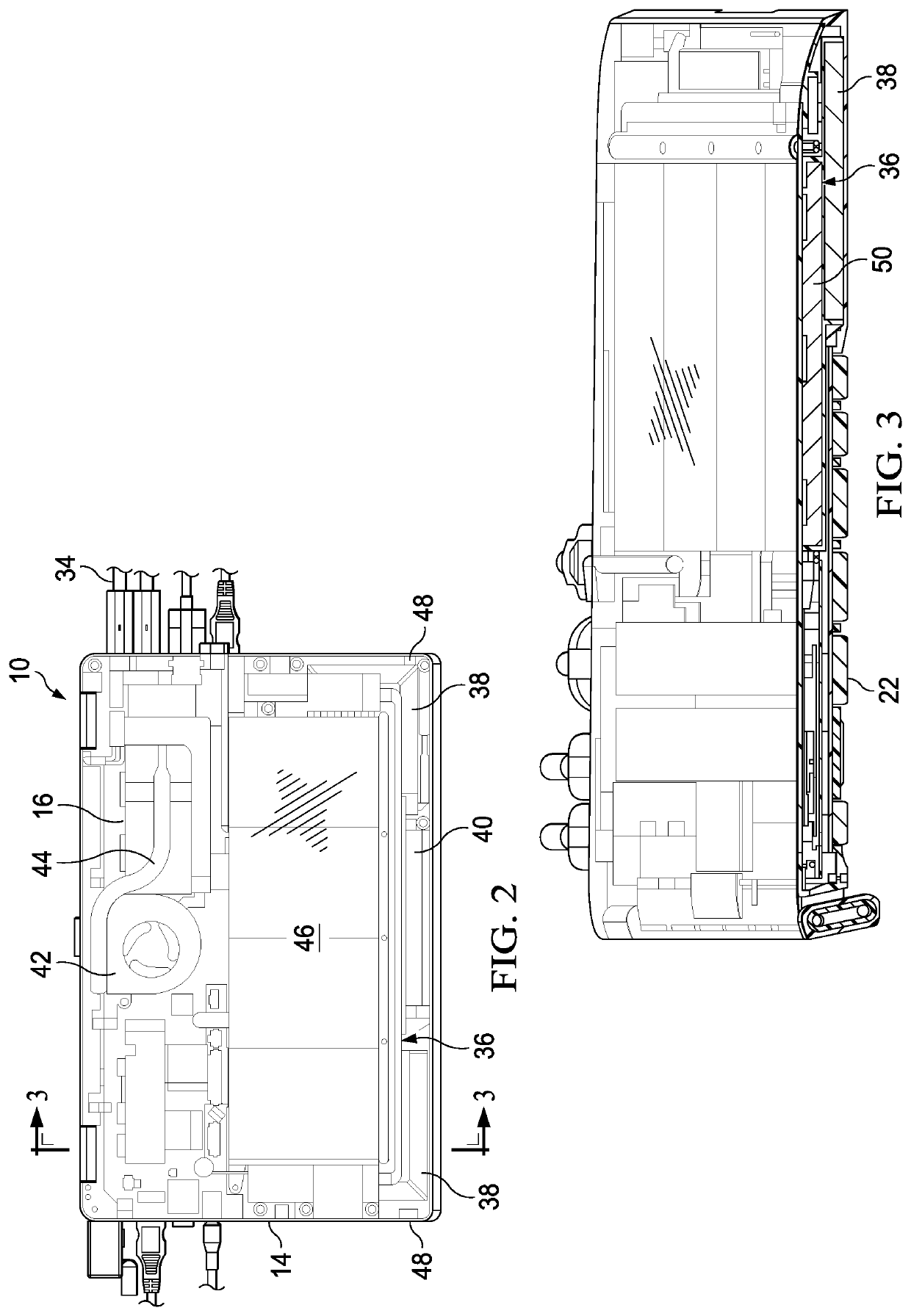 Information handling system multi-cell cantilevered battery