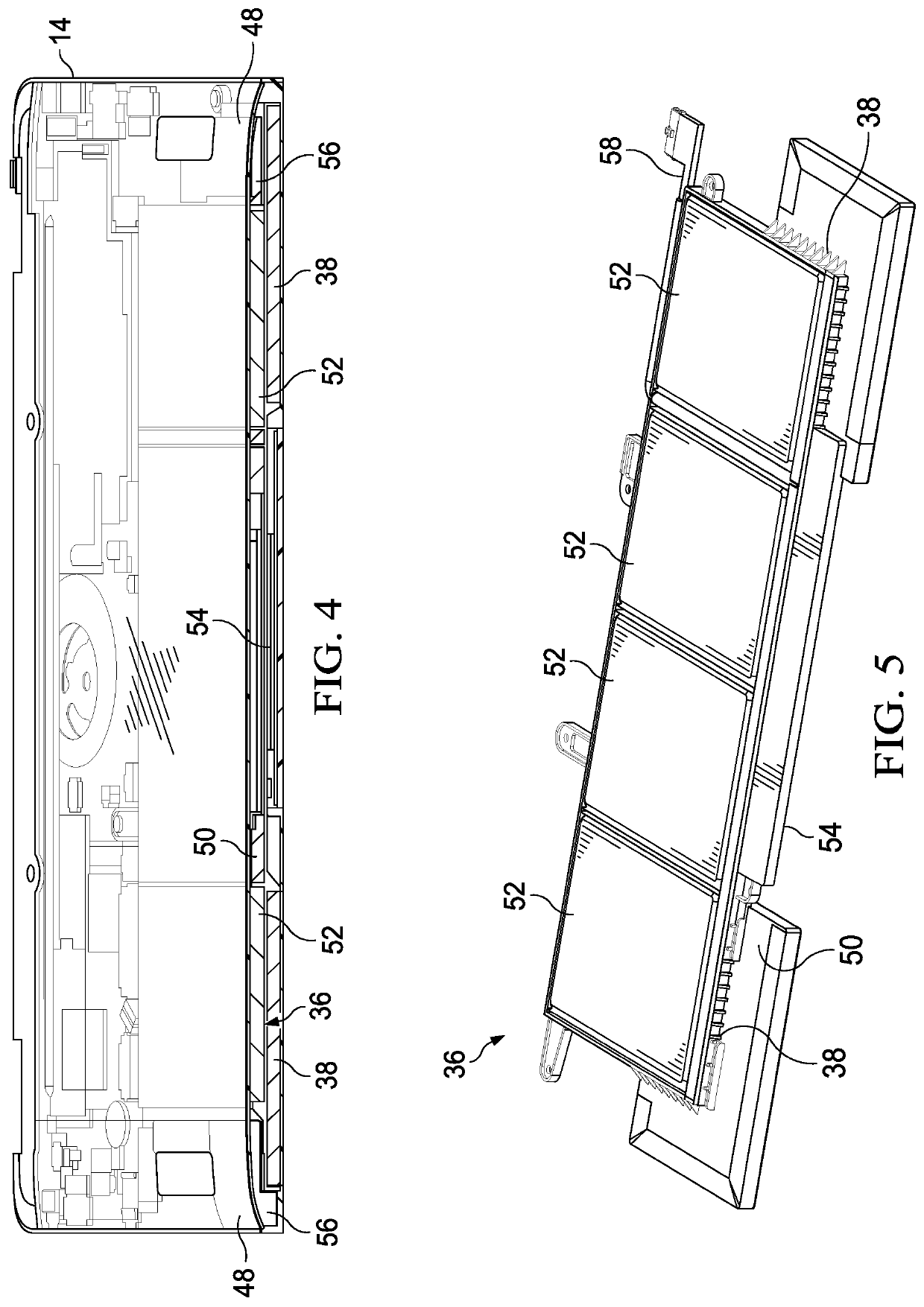 Information handling system multi-cell cantilevered battery