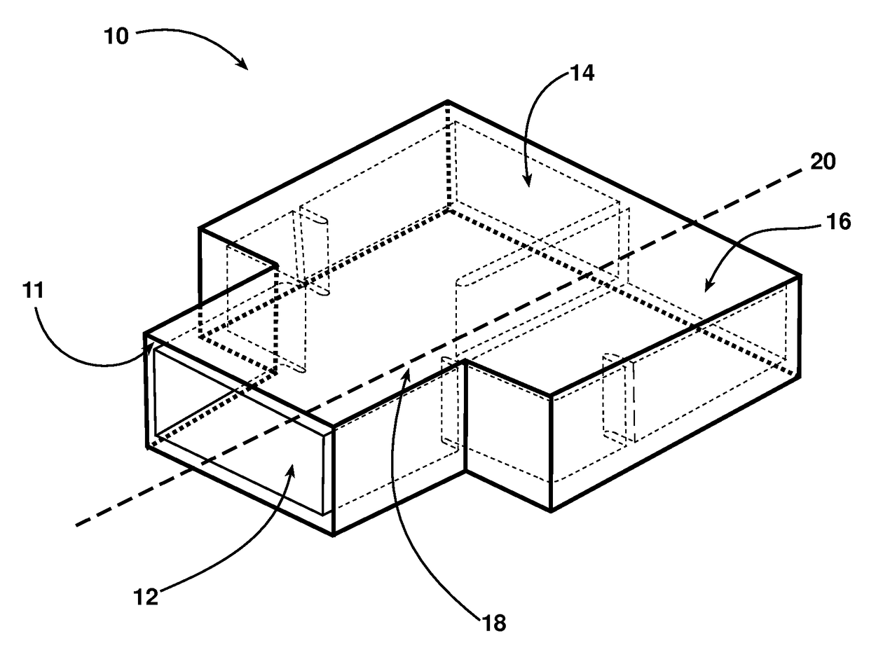 Compact folded Y-junction waveguide