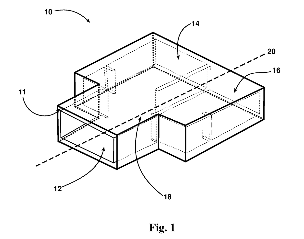 Compact folded Y-junction waveguide