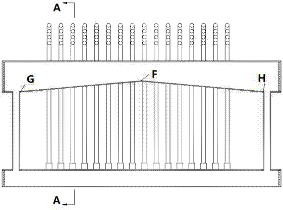 Heat pipe with cross-section-variable upper header pipe