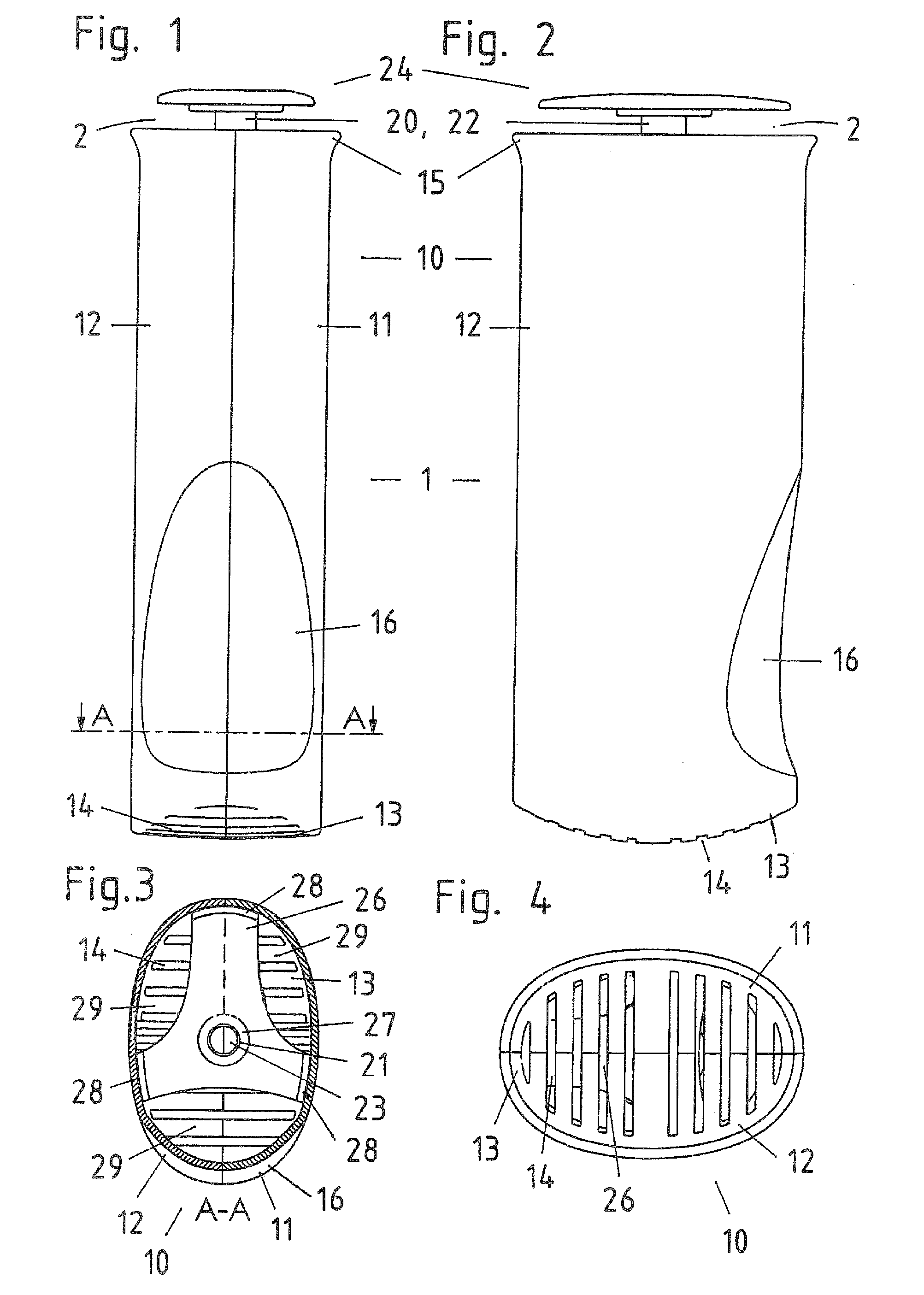 Pocket umbrella comprising a handle cover and a support for the telescopic tube