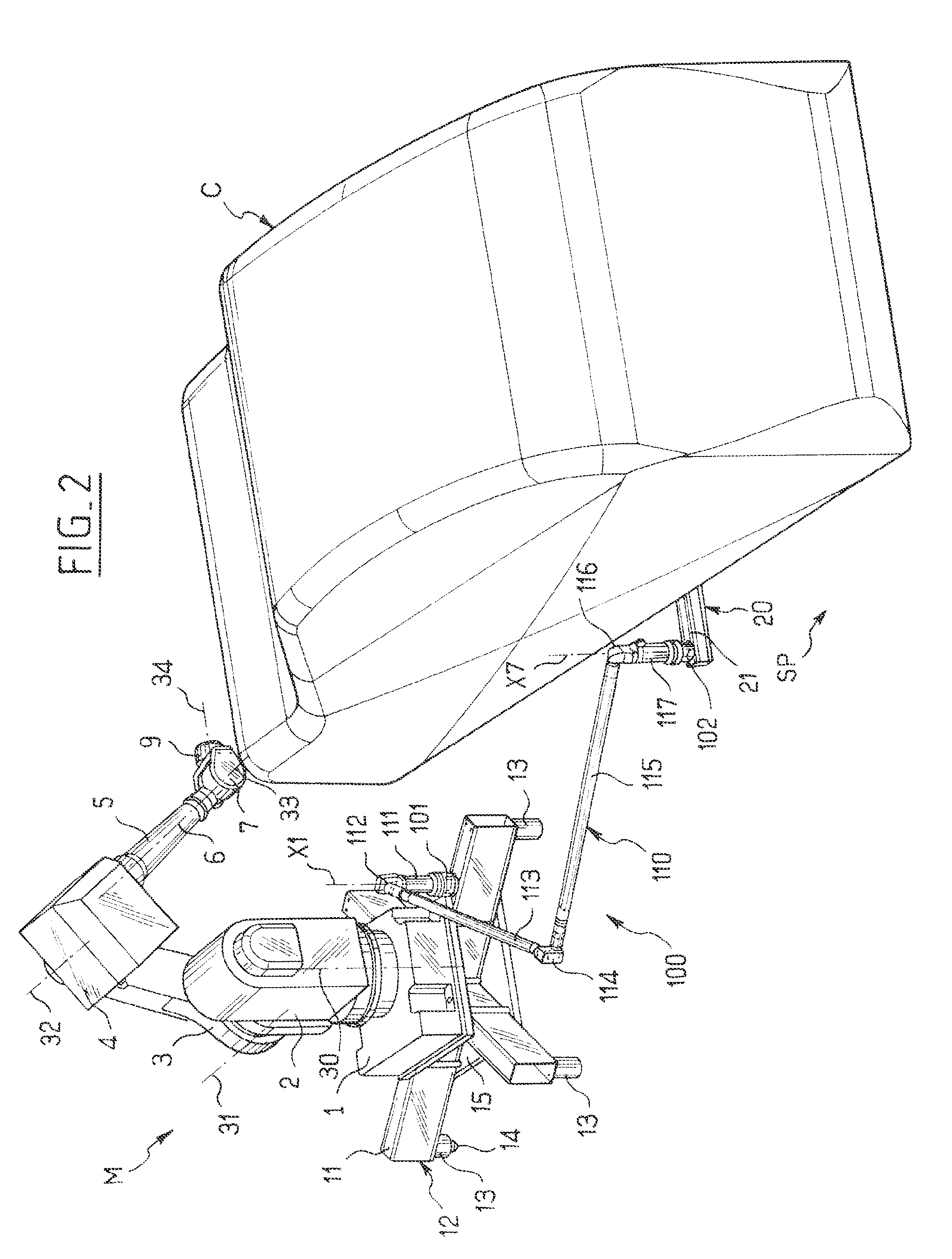 System for identifying the position of three-dimensional machine for measuring or machining in a fixed frame of reference