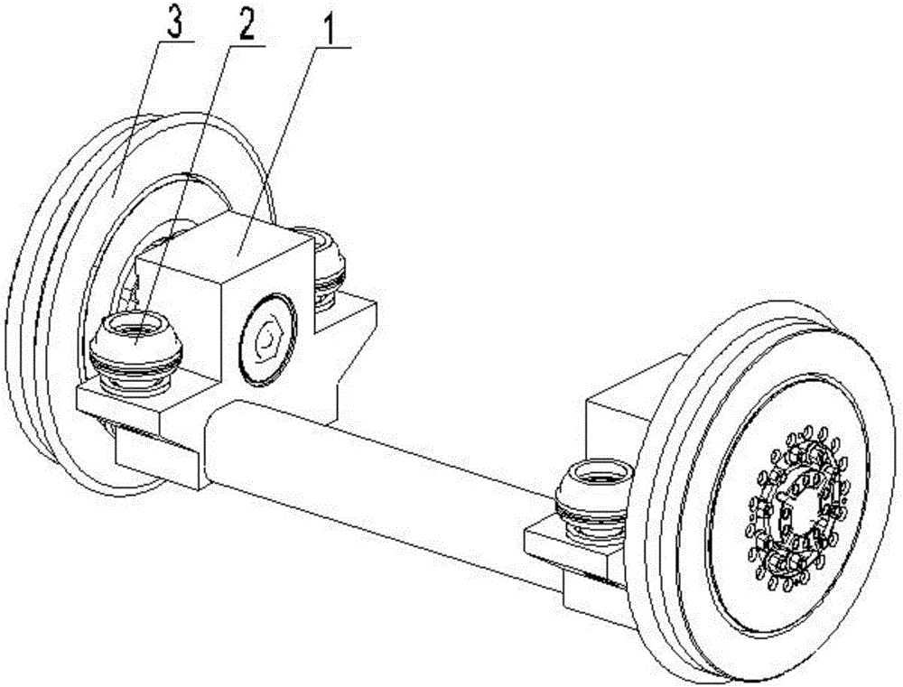 Wheel pair axle box device enabling rotating speed of left wheel and that of right wheel of low floor light rail bogie to be synchronous