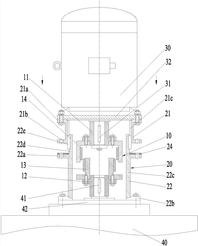 Vertical mounting structure and vertical mounting method of permanent magnetic coupling, online separating and resetting method