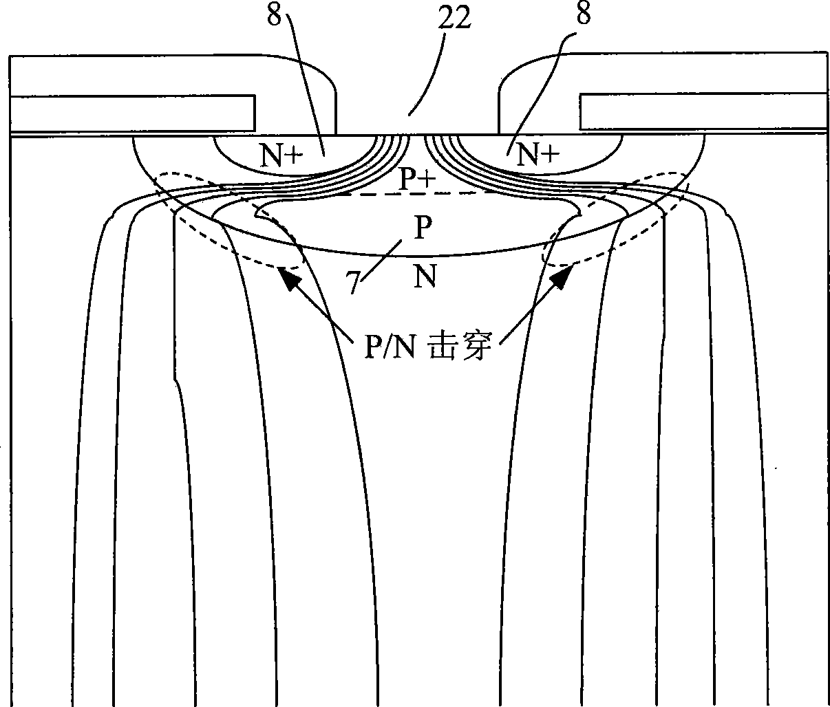 Method for implementing well division construction in super-high density slot type power device design