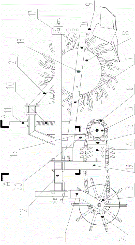 Spring-tooth retractable intertillage soil loosening and weeding unit