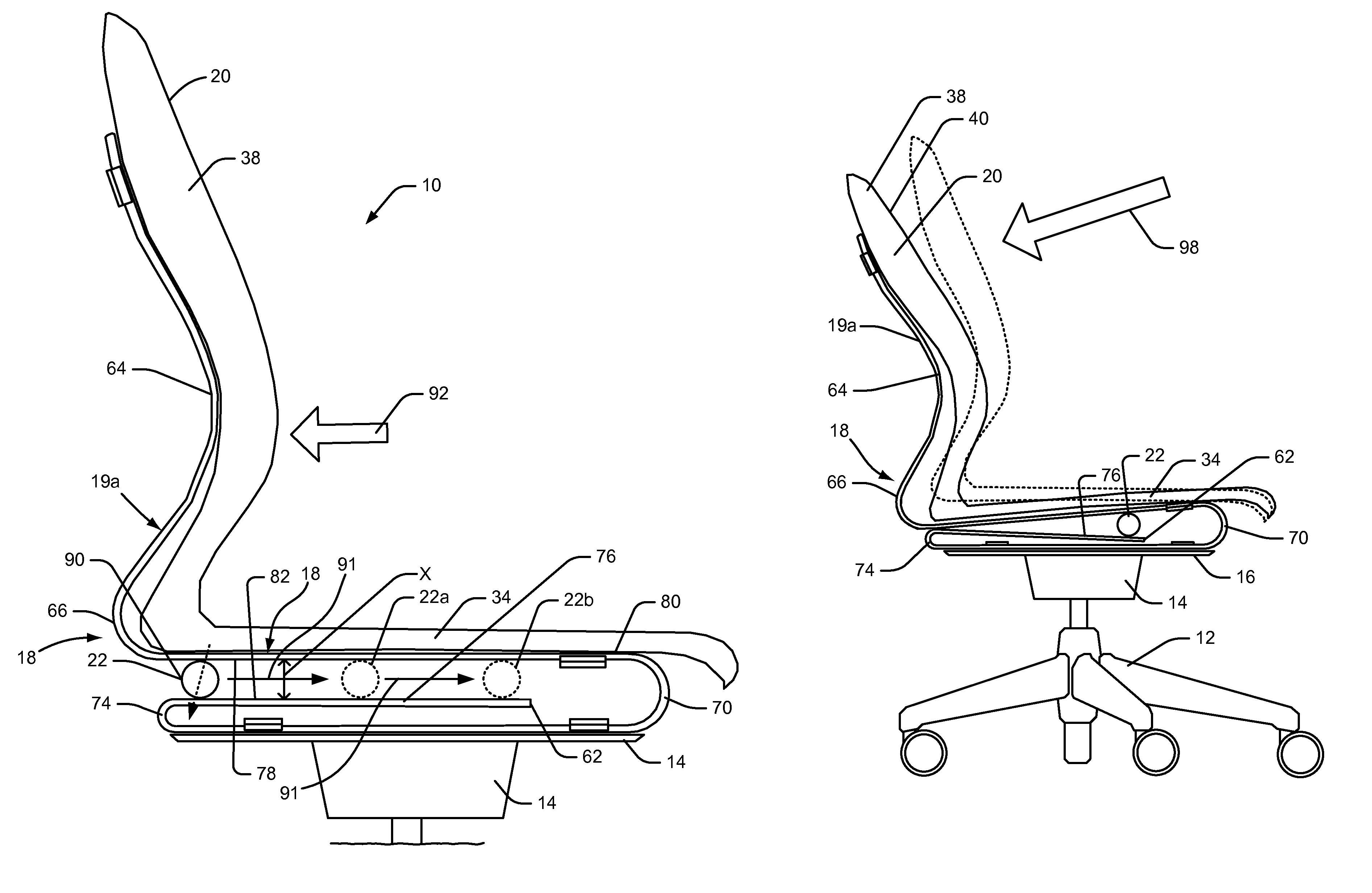 Recline adjustment system for chair