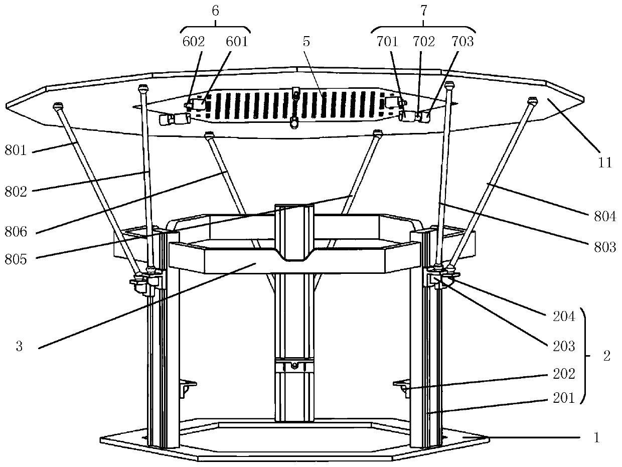 Ship-based stable platform with platform surface capable of being separated in lifting and lowering modes