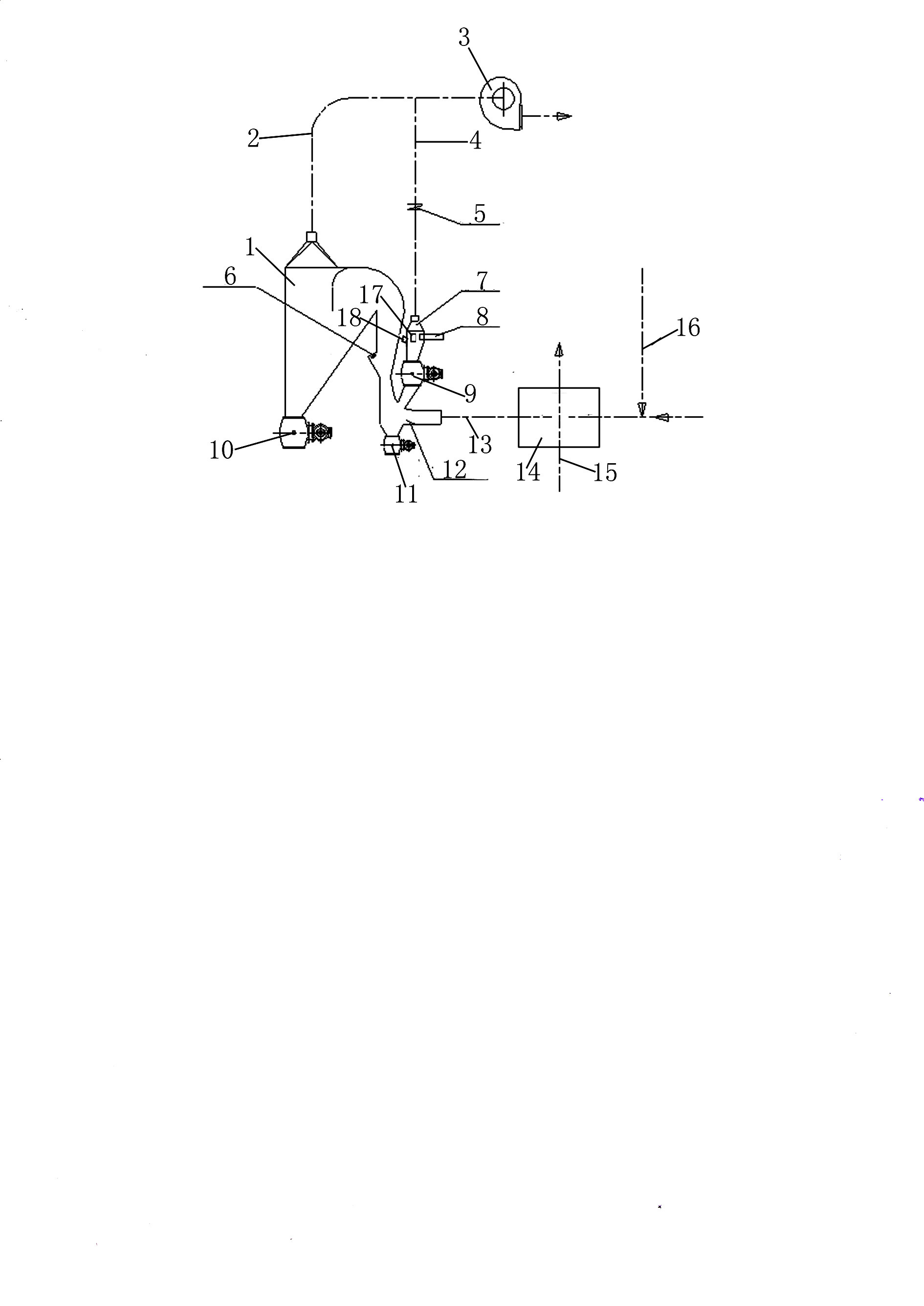 Feeding device for gas flow equipment