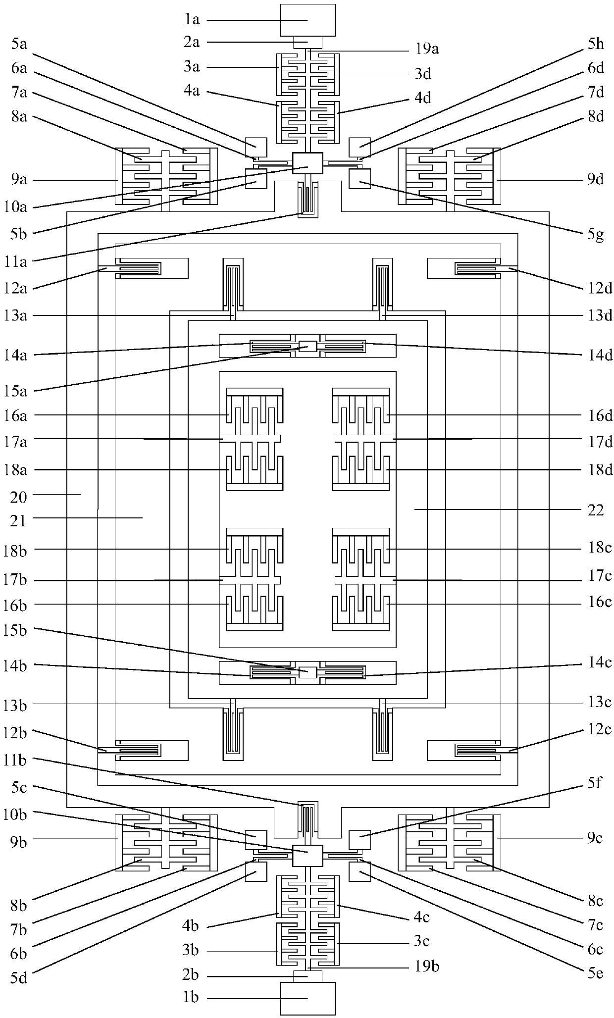 Monolithic resonant accelerometer gyroscope structure