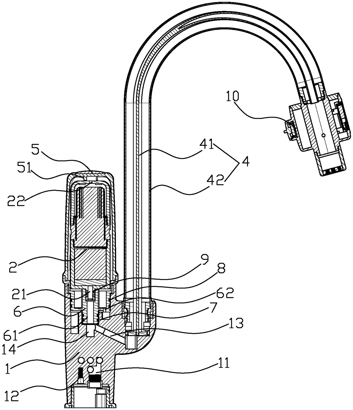 Water treatment intelligent water filtration faucet with detector