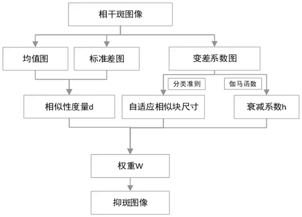 Image speckle suppression method based on region and pixel coupling similarity measurement