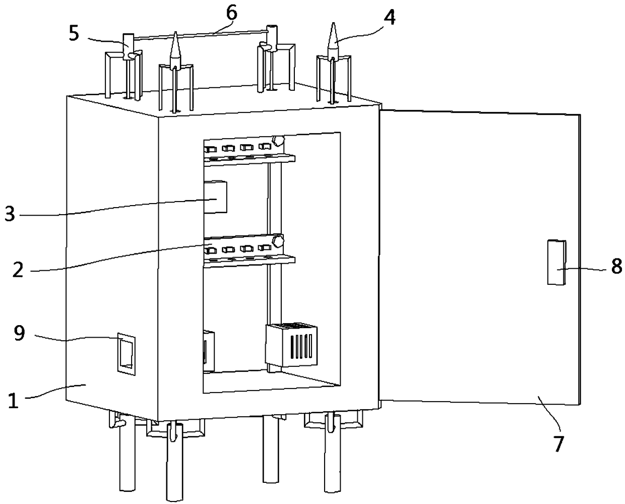 A transformer box with a lightning stroke protection function and a lightning protection method of the transformer box