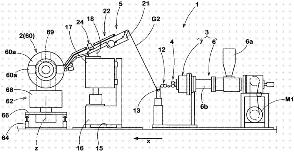 Manufacturing device of rubber part