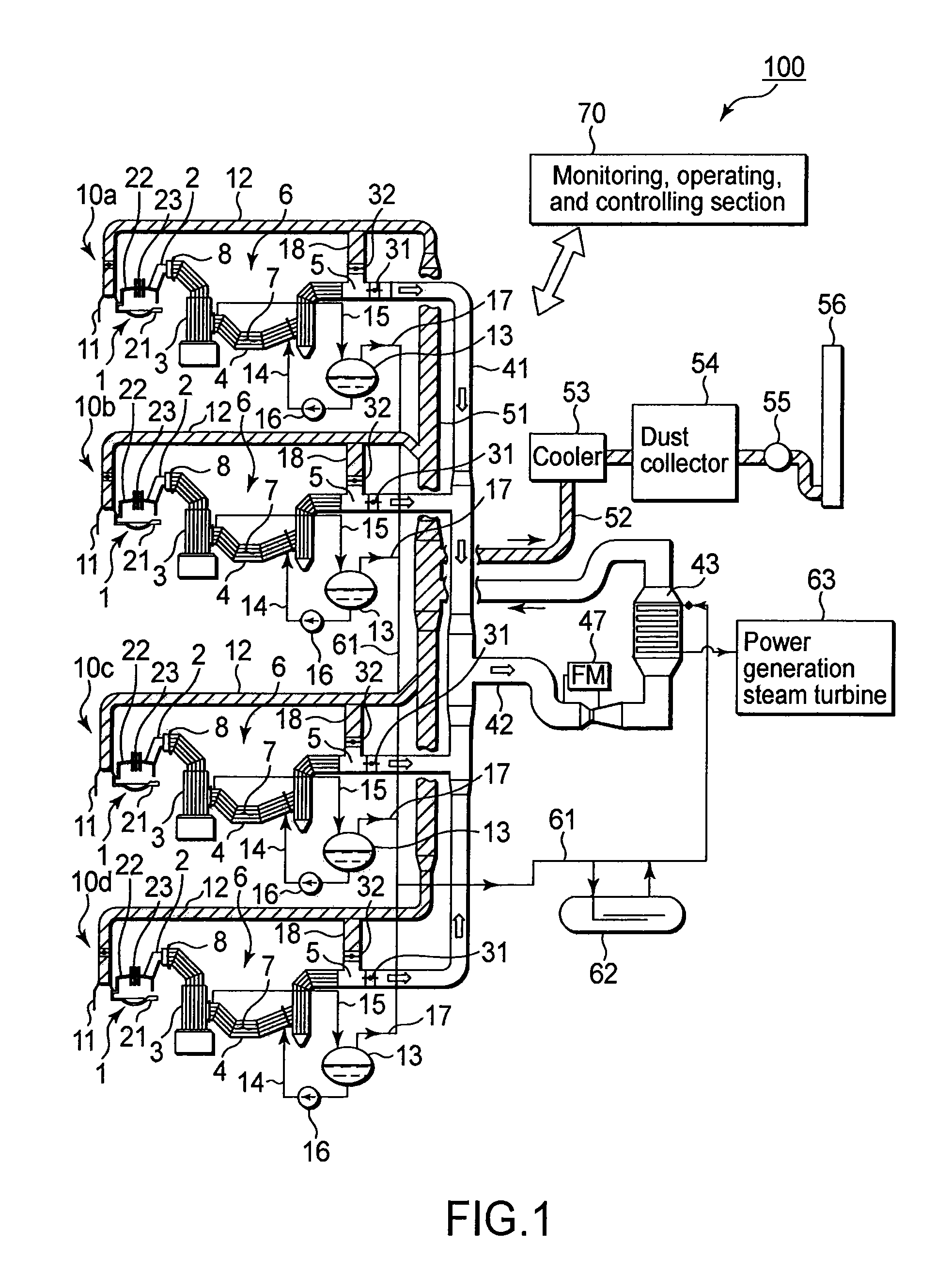 Waste heat recovery structure for steel making electric arc furnaces, steel making electric arc furnace facility, and waste heat recovery method for steel making electric arc furnaces