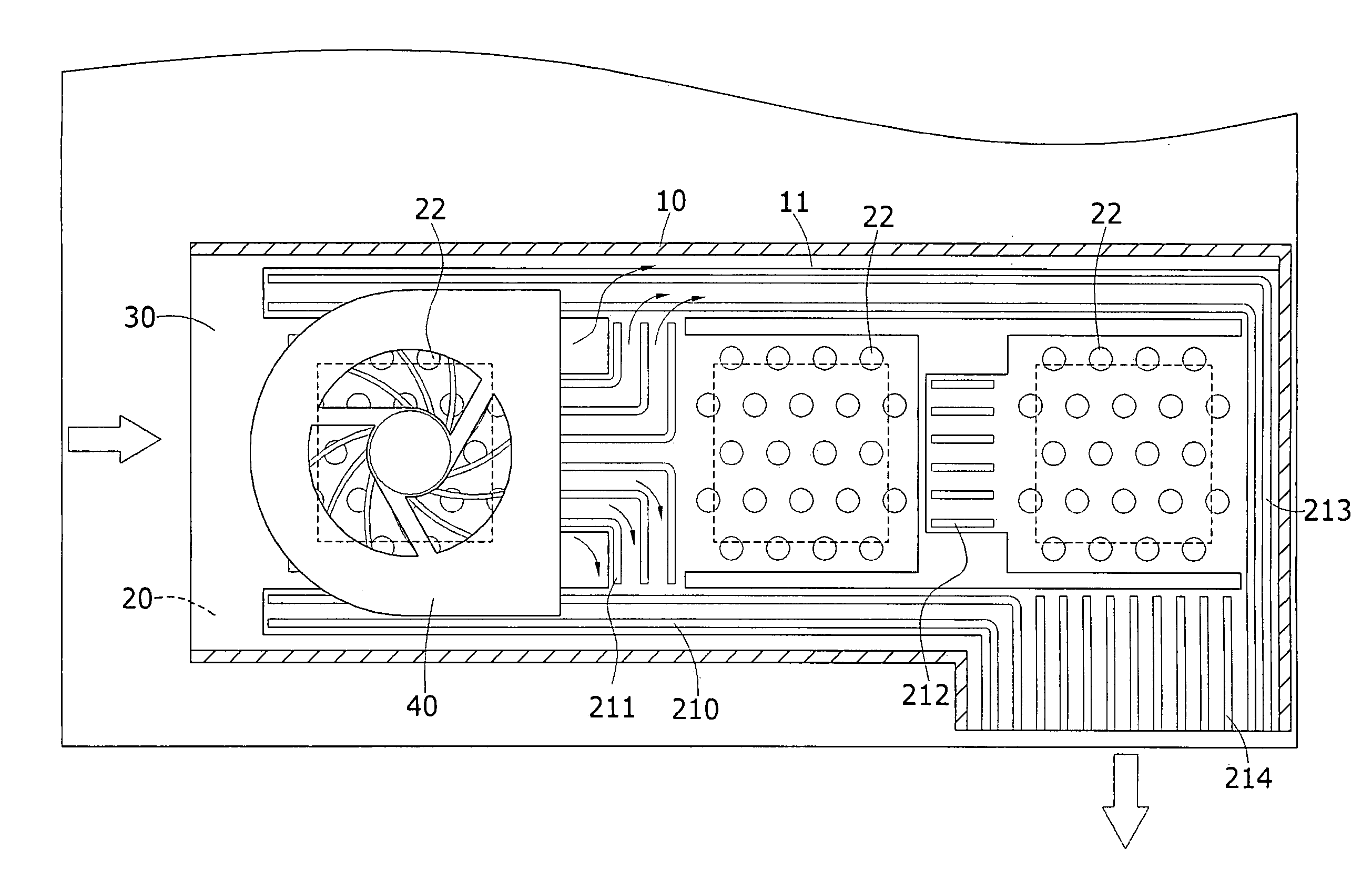 Heat dissipation device of notebook computer