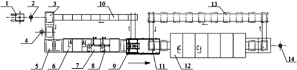 Production equipment that can realize continuous automatic production of semi-tempered flat vacuum glass