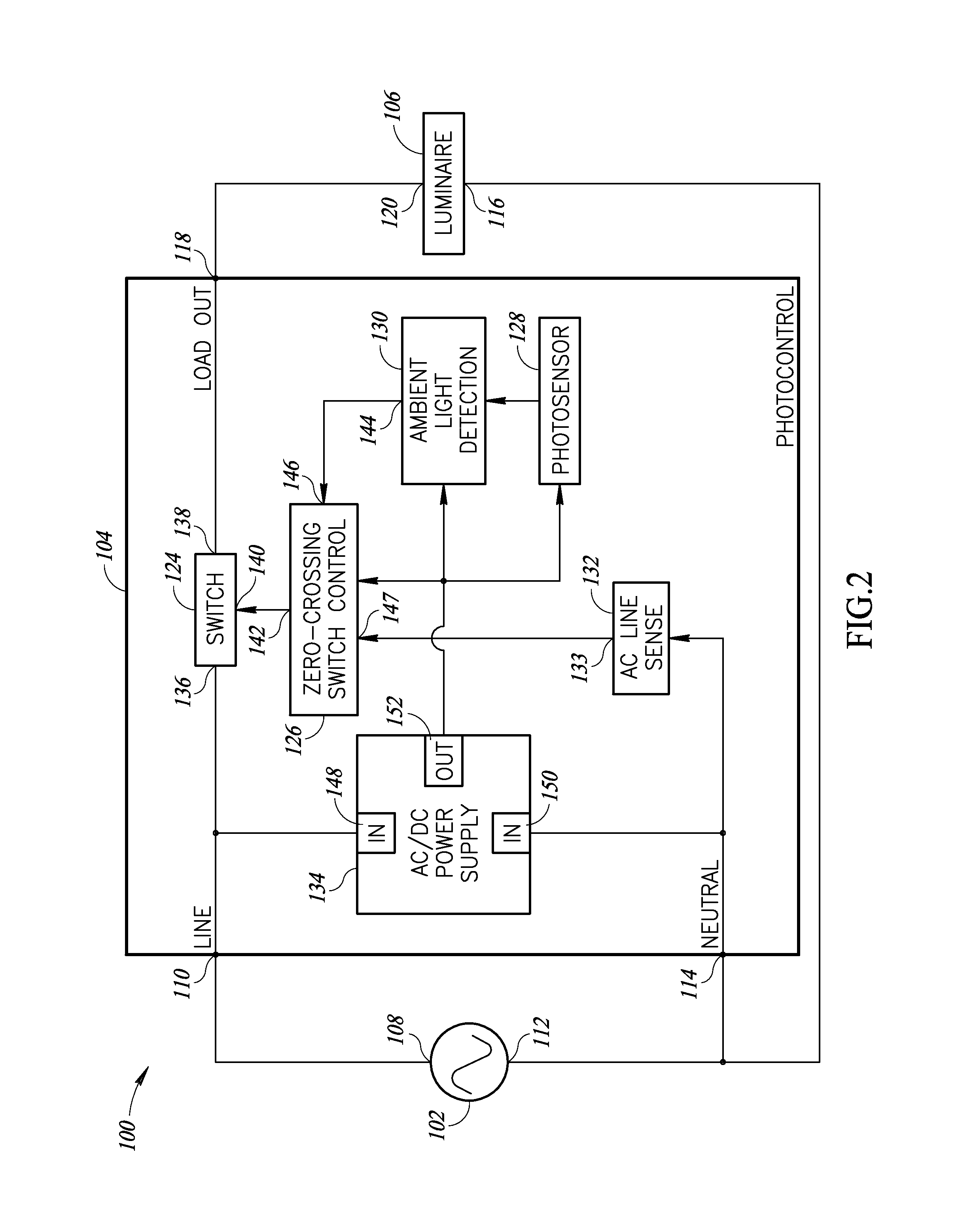 Low power photocontrol for luminaire