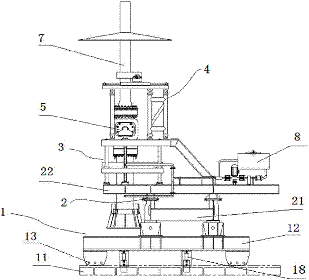 Maritime self-propelled wellhead installing operation device