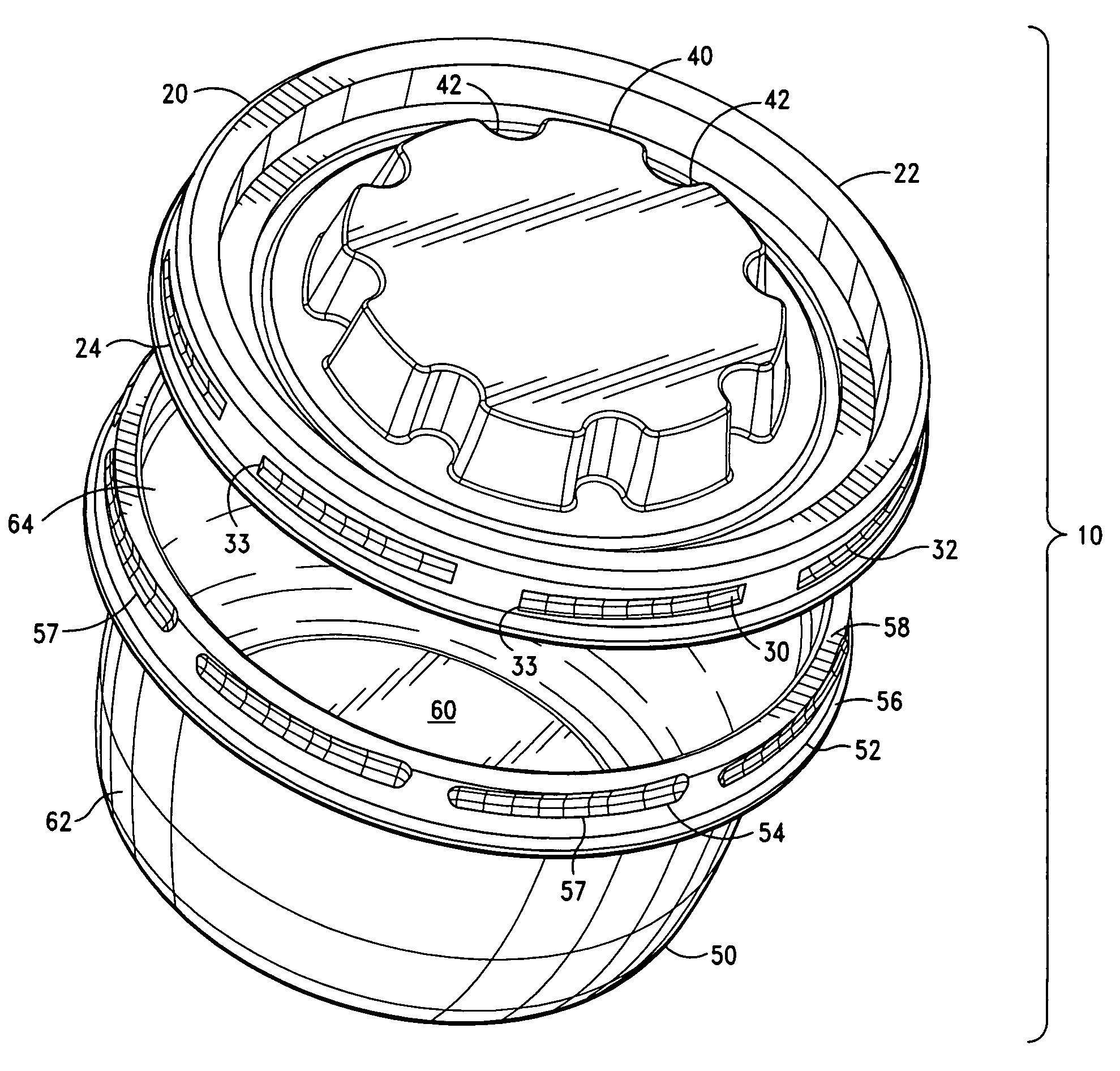 Ventable spin lock container