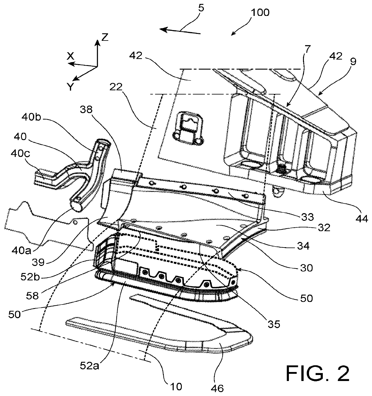 Improved fire resistance device designed to be placed between one end of a mounting strut for an aircraft turbomachine and a cowling of said turbomachine delimiting an inter-flow compartment