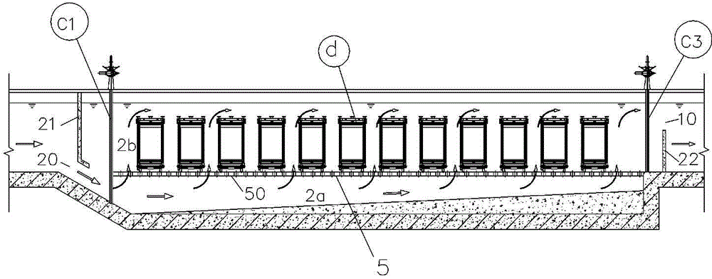 Energy-saving type treatment device for MBR (membrane biological reactor) oxidation ditch sewage