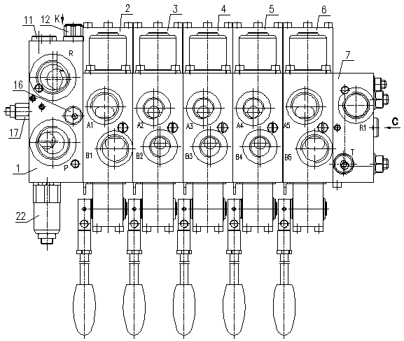 Manual and electric proportional control load-sensitive multi-way valve