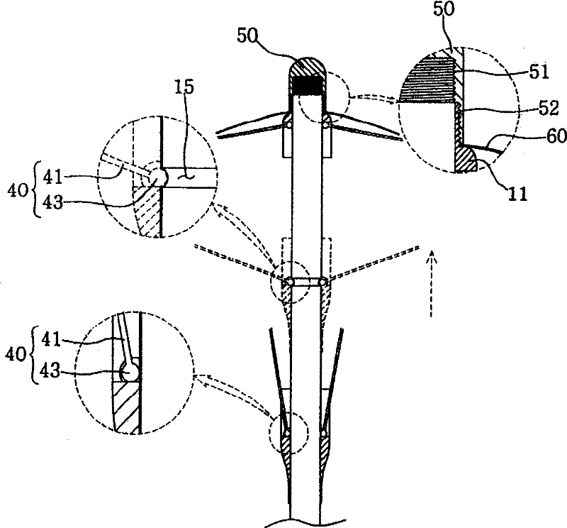 Umbrella which has a simple coupling structure, which does not rust, and which can be used for a long time