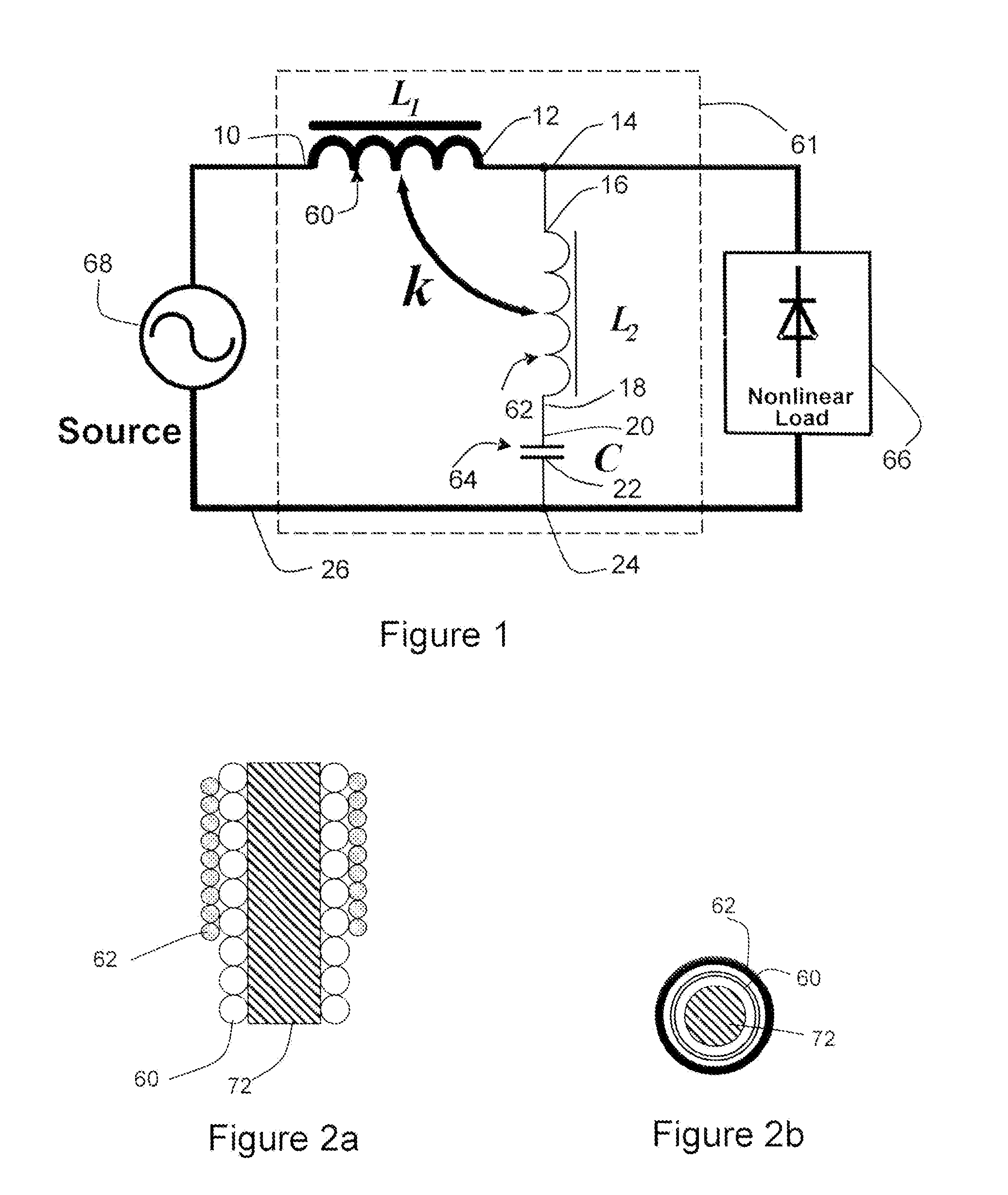 Device for filtering harmonics