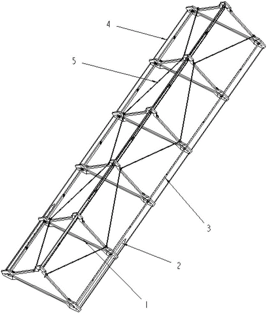 Triangular cable-strut hinged deployable truss